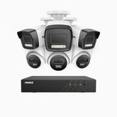 H500P - Kit de vigilancia PoE de 3K con 3 cámara bullet y 3 cámara domo y videograbador NVR de 8 canales, Resolución 3072*1728, Apertura f / 1.6 (0.005 Lux), Detección de humanos y vehículos, Micrófono incorporado, IP67
