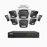 H500P - Kit de 8 cámaras de vigilancia PoE de 3K con videograbador NVR de 8 canales, Resolución 3072*1728, Apertura f / 1.6 (0.005 Lux), Detección de humanos y vehículos, Micrófono incorporado, IP67