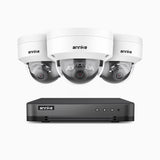 H800 - Kit de 3 cámaras de vigilancia PoE de 4K con videograbador NVR de 8 canales, Visión nocturna a color e infrarrojos, detección de humanos y vehículos, micrófono integrado, ángulo de visión 96º