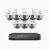 H800 - Kit de 8 cámaras de vigilancia PoE de 4K con videograbador NVR de 8 canales, Visión nocturna a color e infrarrojos, detección de humanos y vehículos, micrófono integrado, ángulo de visión 96º