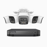 H800 - Kit de 5 cámaras de vigilancia PoE de 4K con videograbador NVR de 8 canales, Visión nocturna a color e infrarrojos, detección de humanos y vehículos, micrófono integrado, ángulo de visión 96º