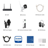 WS300 - Kit de 8 cámaras de vigilancia inalámbrico de 3MP con videograbador NVR de 8 canales, micrófono incorporado, reconocimiento humano, funciona con Alexa