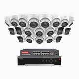 H800 - Kit de vigilancia PoE 4K con 6 cámaras bullet y 14 cámaras domo y videograbador NVR de 32 canales, Visión nocturna a color e infrarrojos, detección de humanos y vehículos, micrófono integrado, ángulo de visión 96º