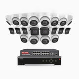 H800 - Kit de vigilancia PoE 4K con 8 cámaras bullet y 12 cámaras domo y videograbador NVR de 32 canales, Visión nocturna a color e infrarrojos, detección de humanos y vehículos, micrófono integrado, ángulo de visión 96º