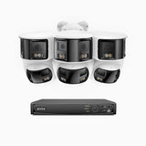 FDH800 - Kit de vigilancia PoE de 4K con 3 cámara bullet y 3 cámaras domo y videograbador NVR de 8 canales, panorámica doble lente, visión nocturna inteligente con doble luz, audio bidireccional, detección de personas y vehículos, IP67