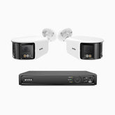FDH600 - Kit de 2 cámaras de vigilancia PoE de 6MP con videograbador NVR de 8 canales, panorámica doble lente, Visión Nocturna con Doble Luz, Audio Bidireccional, Sirena y Alarma Activas, Detección de Personas y Vehículos, IP67