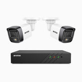 H500 - Kit de 2 cámaras de vigilancia PoE de 3K con videograbador NVR de 8 canales, Visión nocturna inteligente de doble luz, 3072 × 1728 a 20 fps, detección inteligente de personas y vehículos, micrófono integrado, IP67