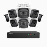 H300 - Kit de 8 cámaras de vigilancia PoE de 3MP con videograbador NVR de 8 canales, visión nocturna EXIR 2.0, detección de movimiento, H.265+, impermeabilidad IP67