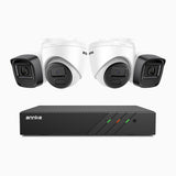 H300 - Kit de vigilancia PoE de 3MP con 2 cámaras bullet y 2 cámaras domo y videograbador NVR de 8 canales, visión nocturna EXIR 2.0, detección de movimiento, H.265+, impermeabilidad IP67
