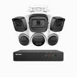 H300 - Kit de vigilancia PoE de 3MP con 3 cámaras bullet y 3 cámaras domo y videograbador NVR de 8 canales, visión nocturna EXIR 2.0, detección de movimiento, H.265+, impermeabilidad IP67
