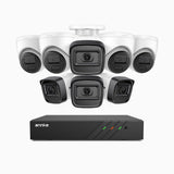H300 - Kit de vigilancia PoE de 3MP con 4 cámaras bullet y 4 cámaras domo y videograbador NVR de 8 canales, visión nocturna EXIR 2.0, detección de movimiento, H.265+, impermeabilidad IP67