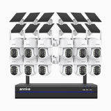 WBS400 - Kit de 12 cámaras de vigilancia inalámbrico de 4MP con videograbador NVR de 16 canales, WiFi bi-bande, détection mouvement, audio bidirectionnel, alimenté par batterie et énergie solaire, 270° Pan & 90° Tilt, compatible avec Alexa