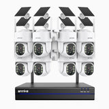 WBS400 - Kit de 8 cámaras de vigilancia inalámbrico de 4MP con videograbador NVR de 8 canales, WiFi bi-bande, détection mouvement, audio bidirectionnel, alimenté par batterie et énergie solaire, 270° Pan & 90° Tilt, compatible avec Alexa