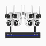WCDS400 - Kit de 4 cámaras de vigilancia inalámbrico de 4MP con videograbador NVR de 8 canales, WiFi de doble banda 2.4G/5G, giro de 350° e inclinación de 90°, visión nocturna de doble luz, detección de movimiento, audio bidireccional