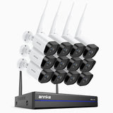 WS800 - Kit de 12 cámaras de vigilancia inalámbrico de 8MP con videograbador NVR de 16 canales, WiFi de doble banda 2,4/5,8 GHz Pro, detección de movimiento humano, audio bidireccional, visión nocturna, compatible con Alexa