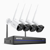 WS800 - Kit de 4 cámaras de vigilancia inalámbrico de 8MP con videograbador NVR de 8 canales, WiFi de doble banda 2,4/5,8 GHz Pro, detección de movimiento humano, audio bidireccional, visión nocturna, compatible con Alexa