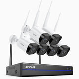 WS800 - Kit de 6 cámaras de vigilancia inalámbrico de 8MP con videograbador NVR de 8 canales, WiFi de doble banda 2,4/5,8 GHz Pro, detección de movimiento humano, audio bidireccional, visión nocturna, compatible con Alexa