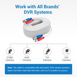 Cables de alimentación de vídeo BNC todo en uno 100 % certificados por UL de 30 m/100 pies resistentes al fuego
