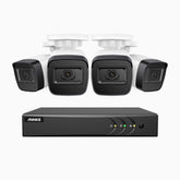 EL200 - Kit de 4 cámaras de vigilancia 1080p con grabador de 8 canales, DVR inteligente con detección de humanos y vehículos, visión nocturna por infrarrojos de 20 metros, señal de salida 4-en-1, IP67