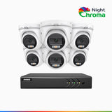 NightChroma<sup>TM</sup> NAK200 - Kit de 6 cámaras de vigilancia 1080p con grabador de 8 canales, visión nocturna en color 1080p, apertura f/1.0 (0.001 lux), campo de visión de 121°, alineación activa