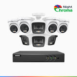 NightChroma<sup>TM</sup> NAK200 - Kit de 4 cámara bullet y 4 cámara domo y de vigilancia 1080p con grabador de 8 canales, visión nocturna en color 1080p, apertura f/1.0 (0.001 lux), campo de visión de 121°, alineación activa
