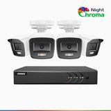 NightChroma<sup>TM</sup> NAK200 - Kit de 4 cámaras de vigilancia 1080p con grabador de 8 canales, visión nocturna en color 1080p, apertura f/1.0 (0.001 lux), campo de visión de 121°, alineación activa
