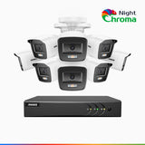 NightChroma<sup>TM</sup> NAK200 - Kit de 8 cámaras de vigilancia 1080p con grabador de 8 canales, visión nocturna en color 1080p, apertura f/1.0 (0.001 lux), campo de visión de 121°, alineación activa