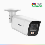 NightChroma<sup>TM</sup> NC800 - Cámara de vigilancia IP PoE exterior de 4K, Color Visión Nocturna, Súper apertura f/1.0 (0.0005 Lux), detección de personas y vehículos, análisis de comportamiento inteligente, micrófono incorporado, funciona con Alexa