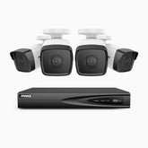 H500 - Kit de 4 cámaras de vigilancia PoE de 3K con videograbador NVR de 4 canales, EXIR Visión Nocturna, micrófono integrado, compatibile con Alexa