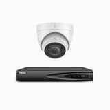 H500 - Kit de 1 cámaras de vigilancia PoE de 3K con videograbador NVR de 4 canales, EXIR Visión Nocturna, micrófono integrado, compatibile con Alexa
