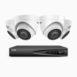 H500 - Kit de 4 cámaras de vigilancia PoE de 3K con videograbador NVR de 4 canales, EXIR Visión Nocturna, micrófono integrado, compatibile con Alexa