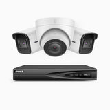 H800 - Kit de vigilancia PoE 4K con 2 cámaras bullet y 1 cámara domo y videograbador NVR de 8 canales, Visión nocturna a color e infrarrojos, detección de humanos y vehículos, micrófono integrado, ángulo de visión 96º