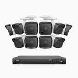 H500 - Kit de 10 cámaras de vigilancia PoE de 3K con videograbador NVR de 16 canales, EXIR Visión Nocturna, micrófono integrado, compatibile con Alexa