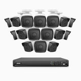 H500 - Kit de 16 cámaras de vigilancia PoE de 3K con videograbador NVR de 16 canales, EXIR Visión Nocturna, micrófono integrado, compatibile con Alexa