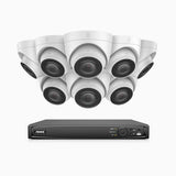 H500 - Kit de 8 cámaras de vigilancia PoE de 3K con videograbador NVR de 16 canales, EXIR Visión Nocturna, micrófono integrado, compatibile con Alexa
