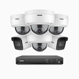 H800 - Kit de vigilancia PoE 4K con 2 cámaras bullet y 4 cámaras domo (antivándalica IK10) y videograbador NVR de 16 canales, Visión nocturna a color e infrarrojos, detección de humanos y vehículos, micrófono integrado, ángulo de visión 96º