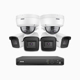 H800 - Kit de vigilancia PoE 4K con 4 cámaras bullet y 2 cámaras domo (antivándalica IK10) y videograbador NVR de 16 canales, Visión nocturna a color e infrarrojos, detección de humanos y vehículos, micrófono integrado, ángulo de visión 96º