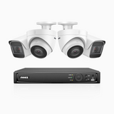H800 - Kit de vigilancia PoE 4K con 2 cámaras bullet y 2 cámaras domo y videograbador NVR de 8 canales, Visión nocturna a color e infrarrojos, detección de humanos y vehículos, micrófono integrado, ángulo de visión 96º