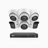 H800 - Kit de vigilancia PoE 4K con 2 cámaras bullet y 4 cámaras domo y videograbador NVR de 8 canales, Visión nocturna a color e infrarrojos, detección de humanos y vehículos, micrófono integrado, ángulo de visión 96º