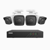 H500 - Kit de 4 cámaras de vigilancia PoE de 3K con videograbador NVR de 8 canales, EXIR Visión Nocturna, micrófono integrado, compatibile con Alexa