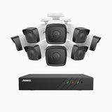 H500 - Kit de 8 cámaras de vigilancia PoE de 3K con videograbador NVR de 8 canales, EXIR Visión Nocturna, micrófono integrado, compatibile con Alexa