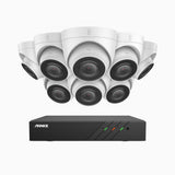 H500 - Kit de 8 cámaras de vigilancia PoE de 3K con videograbador NVR de 8 canales, EXIR Visión Nocturna, micrófono integrado, compatibile con Alexa
