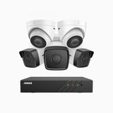 H500 - Kit de vigilancia PoE de 3K con 3 cámaras bullet y 2 cámaras domo y videograbador NVR de 8 canales, EXIR Visión Nocturna, micrófono integrado, compatibile con Alexa
