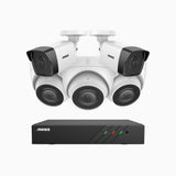 H500 - Kit de vigilancia PoE de 3K con 2 cámaras bullet y 3 cámaras domo y videograbador NVR de 8 canales, EXIR Visión Nocturna, micrófono integrado, compatibile con Alexa