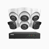H500 - Kit de vigilancia PoE de 3K con 2 cámaras bullet y 4 cámaras domo y videograbador NVR de 8 canales, EXIR Visión Nocturna, micrófono integrado, compatibile con Alexa