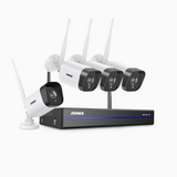 WS300 - Kit de 4 cámaras de vigilancia inalámbrico de 3MP con videograbador NVR de 8 canales, micrófono incorporado, reconocimiento humano, funciona con Alexa
