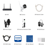 WS300 - Kit de 4 cámaras de vigilancia inalámbrico de 3MP con videograbador NVR de 8 canales, micrófono incorporado, reconocimiento humano, funciona con Alexa