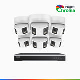 NightChroma<sup>TM</sup> NDK800 – Kit de 6 cámaras de vigilancia PoE de 4K con videograbador NVR de 8 canales, panorámica doble lente, visión nocturna en color, detección de humanos y vehículos, análisis de comportamiento inteligente