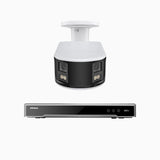 NightChroma<sup>TM</sup> NDK800 – Kit de 1 cámaras de vigilancia PoE de 4K con videograbador NVR de 8 canales, panorámica doble lente, visión nocturna en color, detección de humanos y vehículos, análisis de comportamiento inteligente
