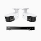 NightChroma<sup>TM</sup> NDK800 – Kit de 2 cámaras de vigilancia PoE de 4K con videograbador NVR de 8 canales, panorámica doble lente, visión nocturna en color, detección de humanos y vehículos, análisis de comportamiento inteligente